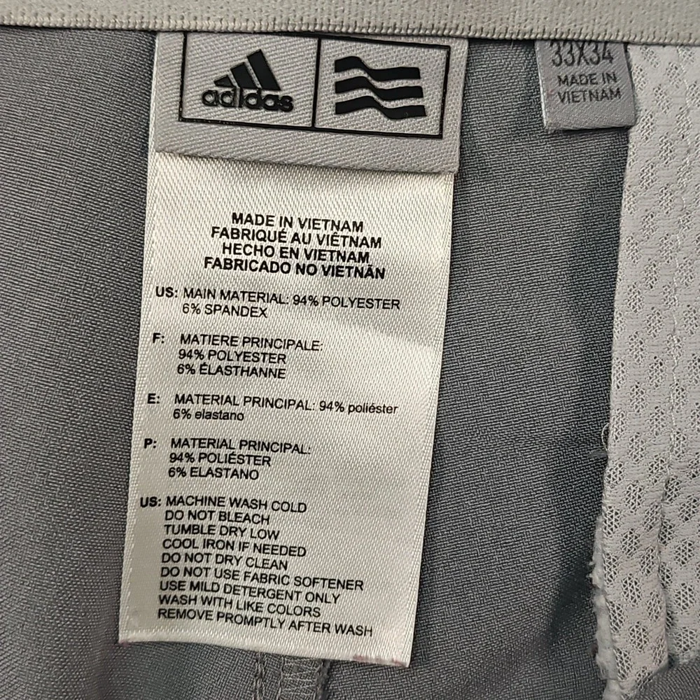 Adidas Ultimate365 Golf Pants Mens 33x34 Gray Performance Athletic Preppy Tech